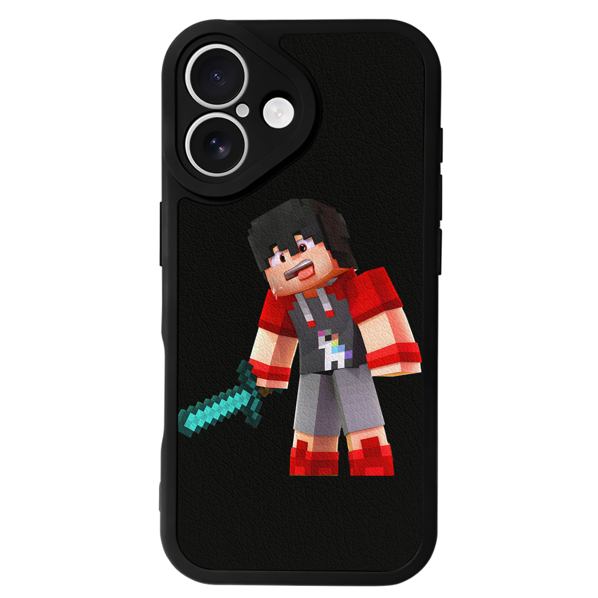 （画像用） マインクラフト ブロックの世界 Minecraft MC Block world 【iPhone 16シリーズ対応】シリコンスマホケース（レザー調） 材質：シリコン